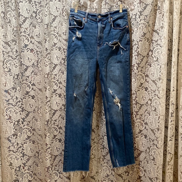 Free People Denim - Free People High Waisted Distressed Cropped Jeans Size 29